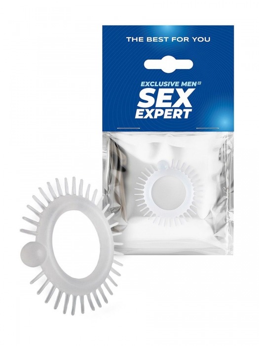 Эластичное эрекционное кольцо с шипиками и шариком - Sex Expert - в Петрозаводске купить с доставкой