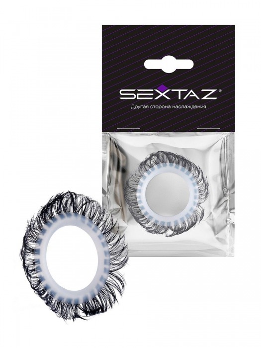 Эластичное эрекционное колечко с черными «ресничками» - Sextaz - в Петрозаводске купить с доставкой