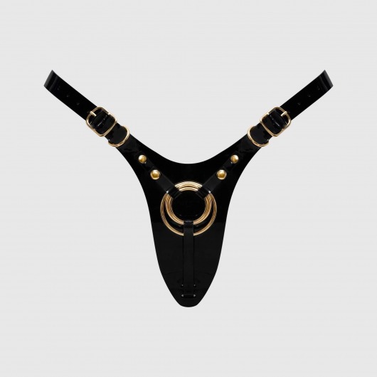 Черный пояс для фиксации насадок Strap-On-Me Leatherette Harness Fabulous - Strap-on-me - купить с доставкой в Петрозаводске