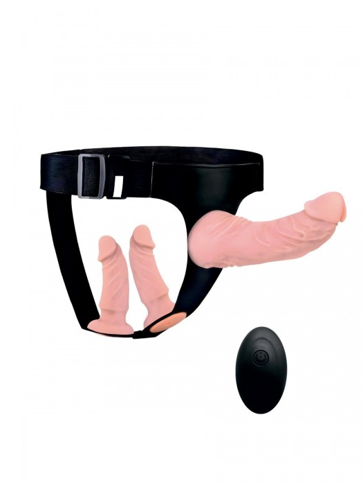 Женский страпон с 3 насадками и вибрацией - Erowoman-Eroman - купить с доставкой в Петрозаводске