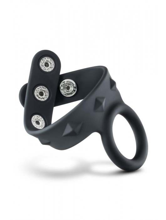 Черное эрекционное кольцо с подхватом мошонки на кнопках VS6 - Blush Novelties - в Петрозаводске купить с доставкой