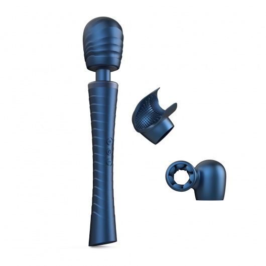 Синий вибромассажёр с насадками Man.wand Edgy - Manwan - в Петрозаводске купить с доставкой