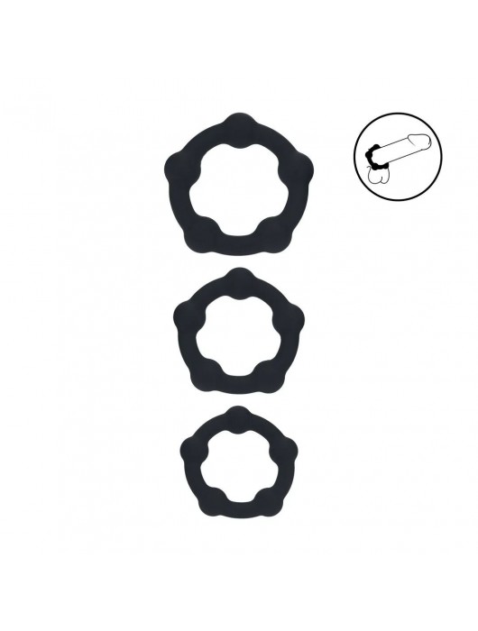 Набор из 3 эрекционных колец Beaded Silicone Cockring Set - Shots Media BV - в Петрозаводске купить с доставкой