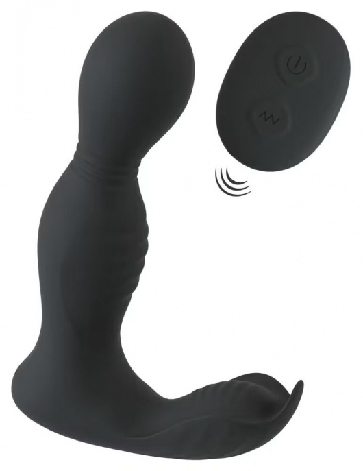Черная анальная пробка с вибрацией, вращением и пультом ДУ RC Butt Plug with 2 Functions - Orion - в Петрозаводске купить с доставкой