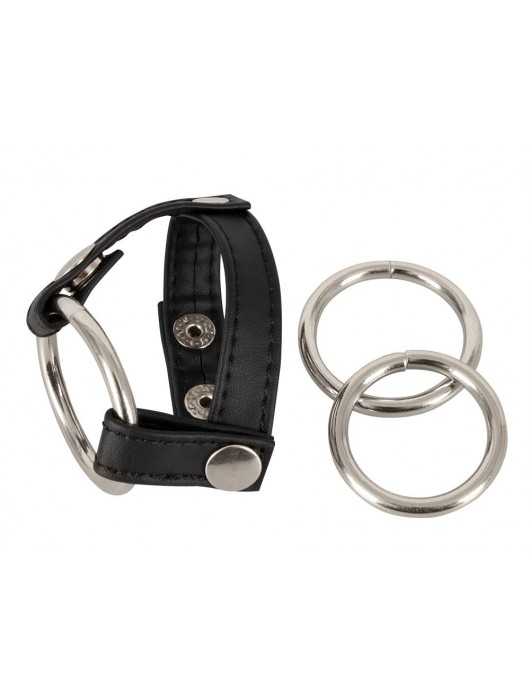 Подхват для мошонки с 3 съемными эрекционными кольцами Leder-Riemen - Orion - в Петрозаводске купить с доставкой