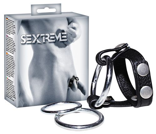 Подхват для мошонки с 3 съемными эрекционными кольцами Leder-Riemen - Orion - в Петрозаводске купить с доставкой