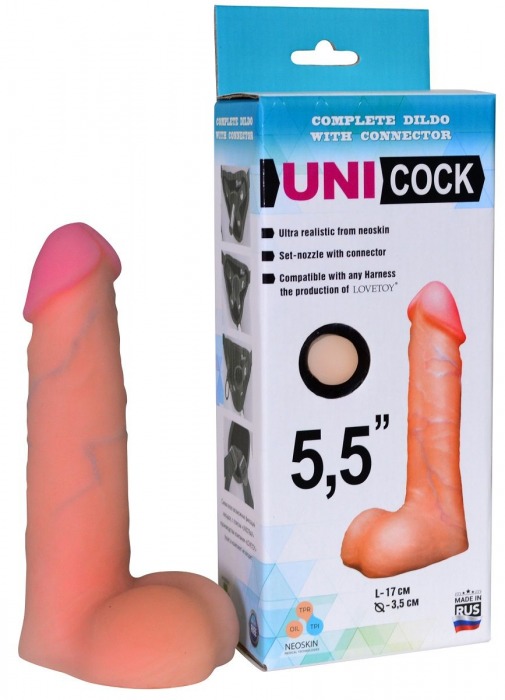 Фаллическая насадка Харнесс UNICOCK 5,5  - 17 см. - LOVETOY (А-Полимер) - купить с доставкой в Петрозаводске