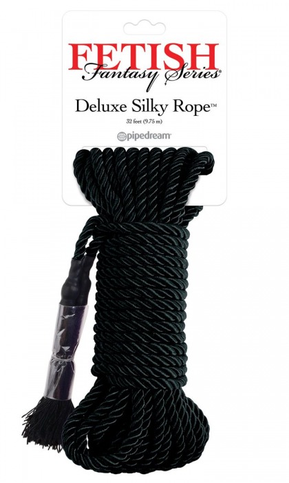 Черная веревка для фиксации Deluxe Silky Rope - 9,75 м. - Pipedream - купить с доставкой в Петрозаводске