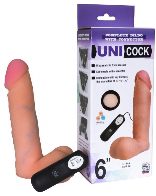 Фаллическая насадка Харнесс UNICOCK 6  с вибрацией - 18 см. - LOVETOY (А-Полимер) - купить с доставкой в Петрозаводске