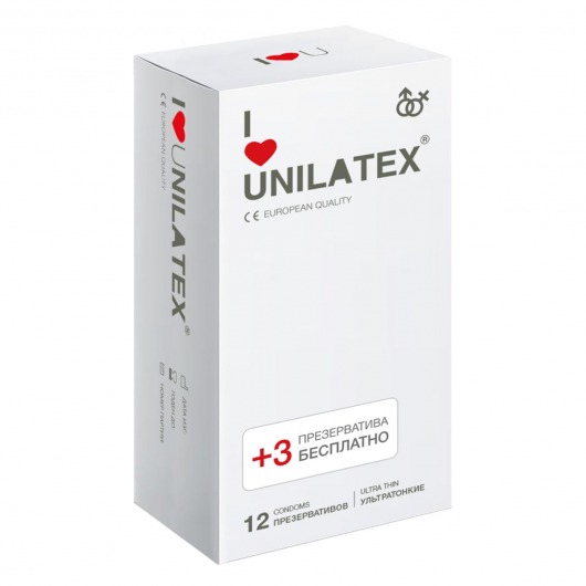 Ультратонкие презервативы Unilatex Ultra Thin - 12 шт. + 3 шт. в подарок - Unilatex - купить с доставкой в Петрозаводске
