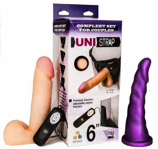 Вибрострапон с двумя насадками UniStrap - 18 и 18 см. - LOVETOY (А-Полимер) - купить с доставкой в Петрозаводске