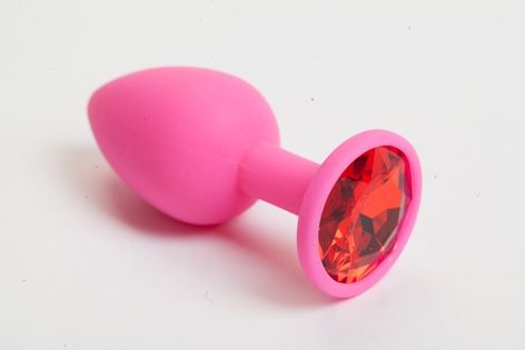 Розовая анальная пробка с красным кристаллом - 9,5 см. - 4sexdreaM - купить с доставкой в Петрозаводске