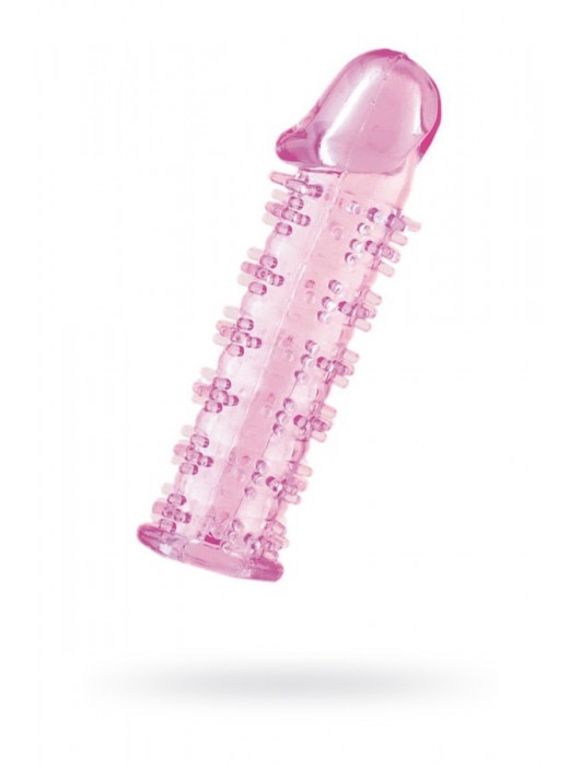 Гелевая розовая насадка на фаллос с шипами - 12 см. - Toyfa Basic - в Петрозаводске купить с доставкой