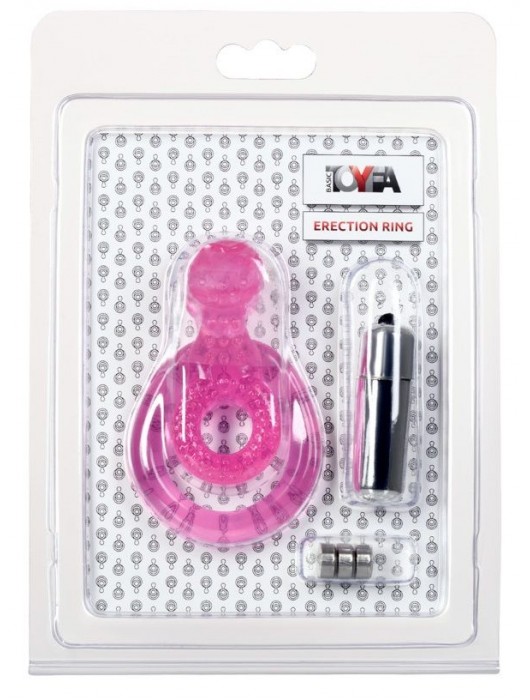 Розовая вибронасадка со стимулятор клитора   Язычок - Toyfa Basic - в Петрозаводске купить с доставкой