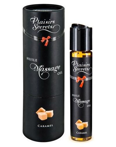 Массажное масло с ароматом карамели Huile de Massage Gourmande Caramel - 59 мл. - Plaisir Secret - купить с доставкой в Петрозаводске