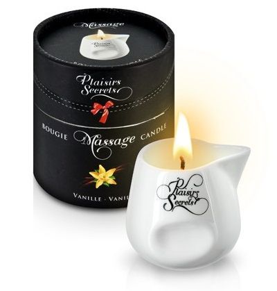 Массажная свеча с ароматом ванили Bougie Massage Gourmande Vanille - 80 мл. - Plaisir Secret - купить с доставкой в Петрозаводске