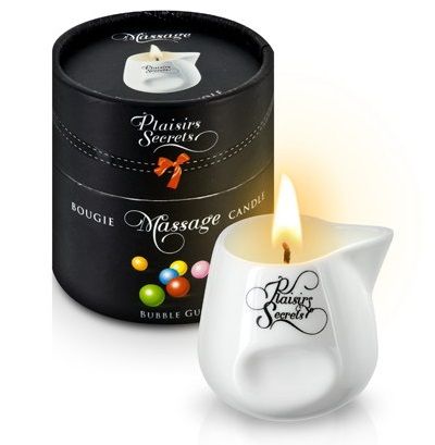 Массажная свеча с ароматом бубль-гума Bougie de Massage Gourmande Bubble Gum - 80 мл. - Plaisir Secret - купить с доставкой в Петрозаводске