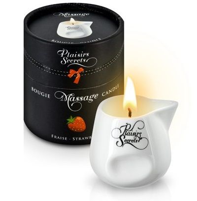 Массажная свеча с ароматом клубники Bougie de Massage Gourmande Fraise - 80 мл. - Plaisir Secret - купить с доставкой в Петрозаводске
