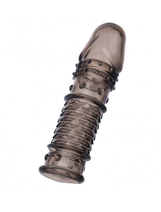 Дымчатая закрытая насадка ToyFa XLover с чешуйками и пупырышками - 13,5 см. - ToyFa - в Петрозаводске купить с доставкой