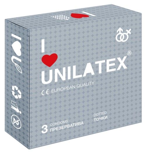 Презервативы с точками Unilatex Dotted - 3 шт. - Unilatex - купить с доставкой в Петрозаводске