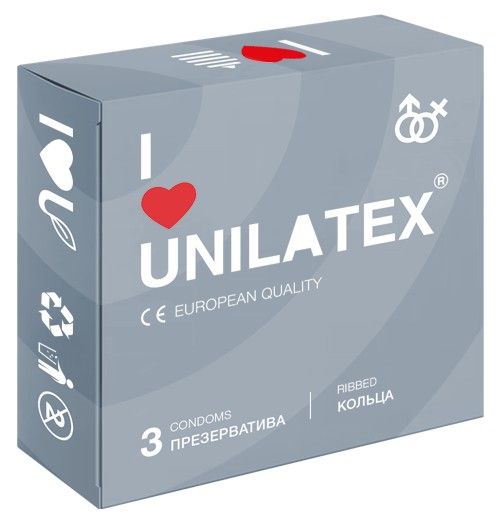 Презервативы с рёбрами Unilatex Ribbed - 3 шт. - Unilatex - купить с доставкой в Петрозаводске