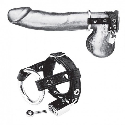 Утяжка на пенис на замочке Duo Cock And Ball Lock - BlueLine - купить с доставкой в Петрозаводске