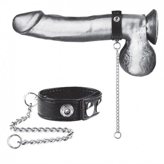 Утяжка на пенис с поводком Snap Cock Ring With 12  Leash - BlueLine - купить с доставкой в Петрозаводске