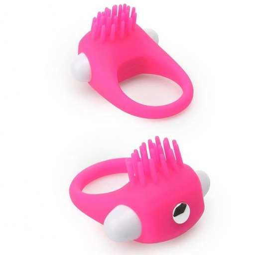Розовое эрекционное кольцо с щеточкой LIT-UP SILICONE STIMU RING 5 - Dream Toys - в Петрозаводске купить с доставкой