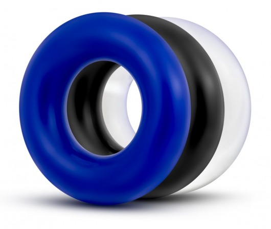 Набор из 3 разноцветных колец Stay Hard Donut Rings - Blush Novelties - в Петрозаводске купить с доставкой