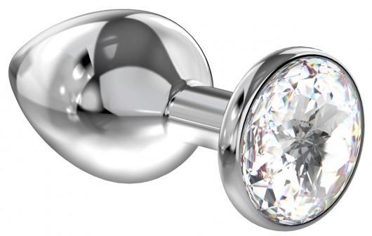 Большая серебристая анальная пробка Diamond Clear Sparkle Large с прозрачным кристаллом - 8 см. - Lola Games - купить с доставкой в Петрозаводске