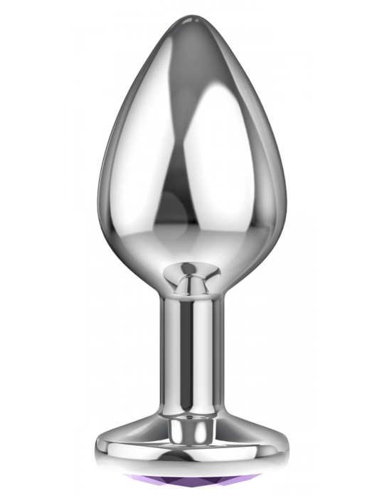 Малая серебристая анальная пробка Diamond Purple Sparkle Small с фиолетовым кристаллом - 7 см. - Lola Games - купить с доставкой в Петрозаводске