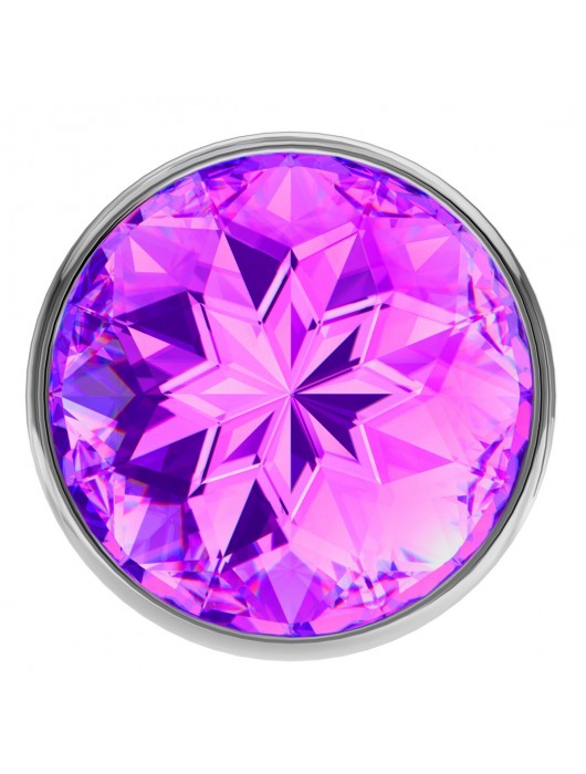 Малая серебристая анальная пробка Diamond Purple Sparkle Small с фиолетовым кристаллом - 7 см. - Lola Games - купить с доставкой в Петрозаводске
