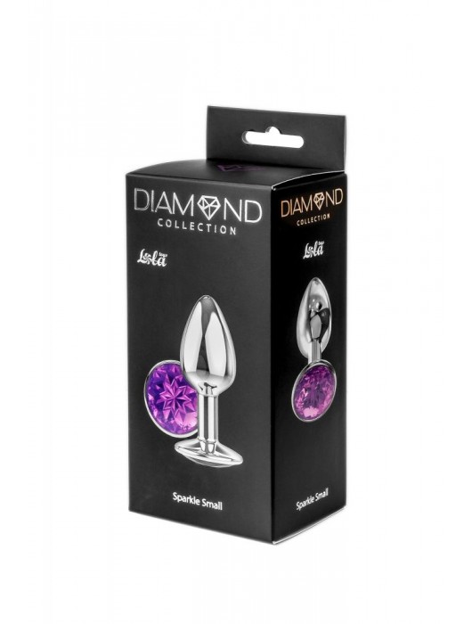 Малая серебристая анальная пробка Diamond Purple Sparkle Small с фиолетовым кристаллом - 7 см. - Lola Games - купить с доставкой в Петрозаводске