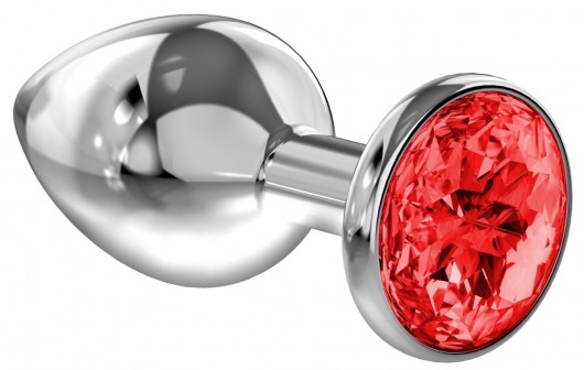 Большая серебристая анальная пробка Diamond Red Sparkle Large с красным кристаллом - 8 см. - Lola Games - купить с доставкой в Петрозаводске