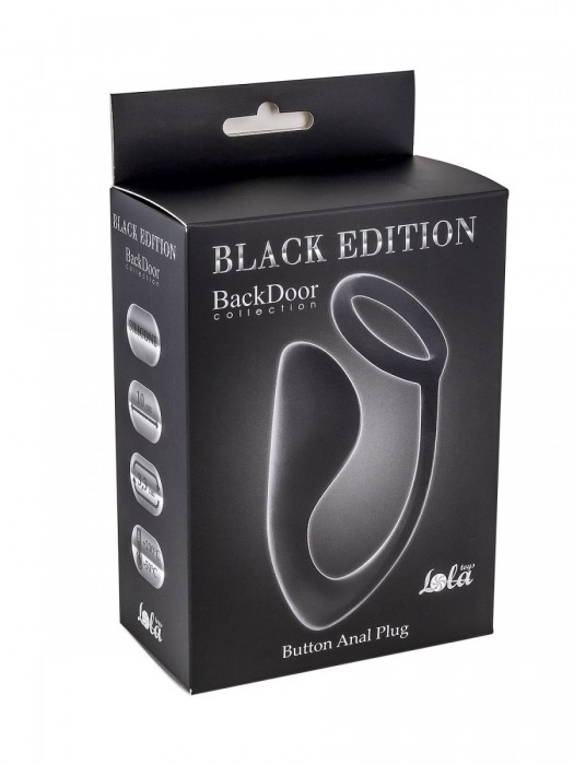 Чёрное эрекционное кольцо с анальной пробкой Button Anal Plug - Lola Games - в Петрозаводске купить с доставкой