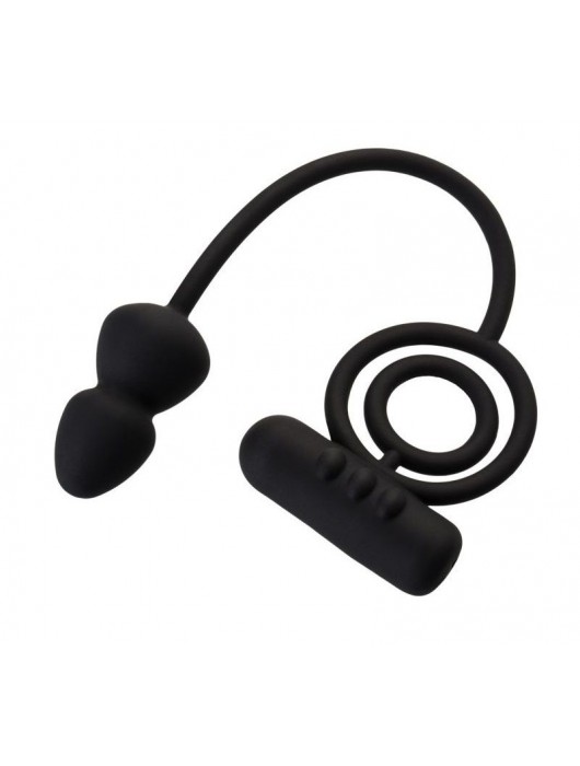 Чёрное эрекционное кольцо с вибропулькой и анальным хвостом - Erotist Adult Toys - в Петрозаводске купить с доставкой