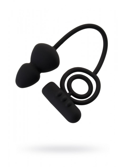 Чёрное эрекционное кольцо с вибростимулятором и анальным хвостом - Erotist Adult Toys - в Петрозаводске купить с доставкой