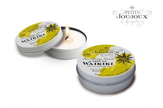 Массажная свеча Petits Joujoux Waikiki Beach с ароматом кокоса и ананаса - 33 гр. - MyStim - купить с доставкой в Петрозаводске