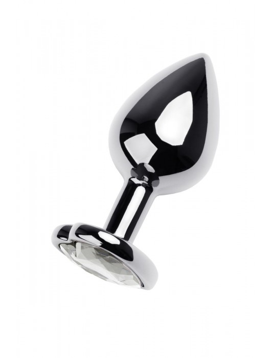 Серебристая анальная пробка с прозрачным кристаллом-сердцем - 8 см. - ToyFa - купить с доставкой в Петрозаводске