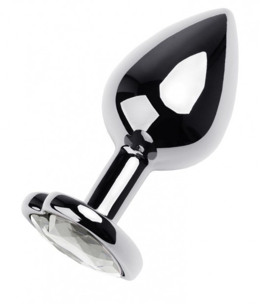 Серебристая анальная пробка с прозрачным кристаллом-сердцем - 8 см. - ToyFa - купить с доставкой в Петрозаводске