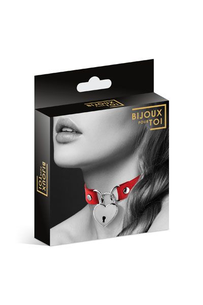 Красный чокер с замком в форме сердца - Bijoux Pour Toi - купить с доставкой в Петрозаводске