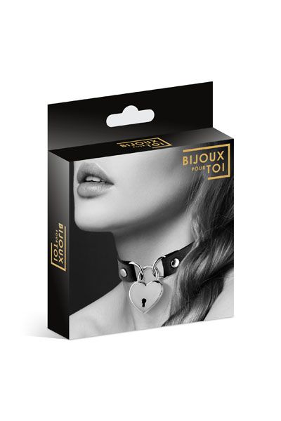 Черный чокер с замком в форме сердца - Bijoux Pour Toi - купить с доставкой в Петрозаводске