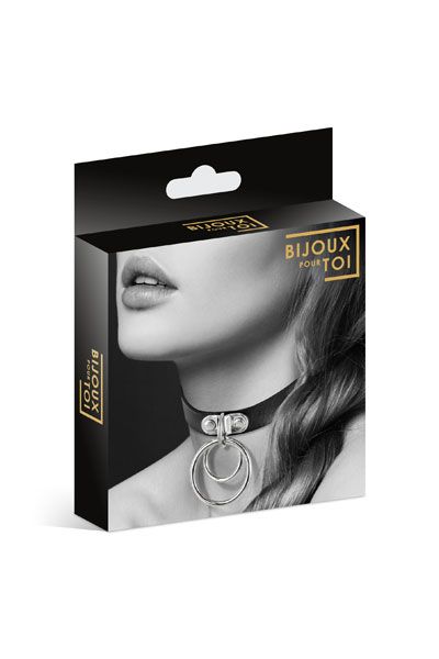 Черный чокер с двумя кольцами - Bijoux Pour Toi - купить с доставкой в Петрозаводске