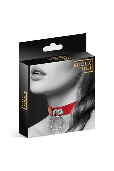 Красный узенький чокер с кольцом - Bijoux Pour Toi - купить с доставкой в Петрозаводске