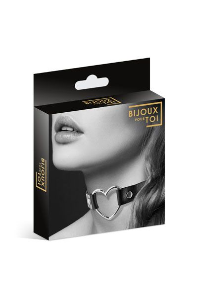 Чёрный чокер с кольцом в форме сердца - Bijoux Pour Toi - купить с доставкой в Петрозаводске