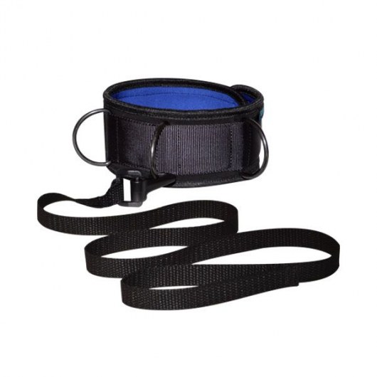 Чёрно-синий неопреновый ошейник с поводком - Sitabella - купить с доставкой в Петрозаводске