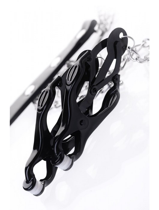 Черно-серебристые зажимы для сосков с кольцом для пениса TOYFA Metal - ToyFa - купить с доставкой в Петрозаводске